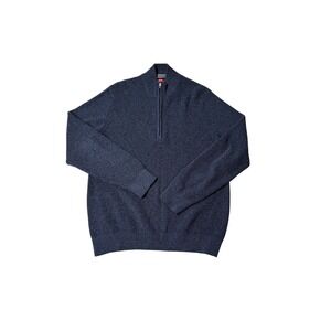 IZOD Men's Blue Ribbed Knit 1/4 Zip Pullover Sweater L‎ G
